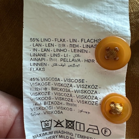 OVS Flax Viscose Caramel Brown Womens Top Size 12-14 Lagenlook Breathable Comfy - Picture 9 of 10